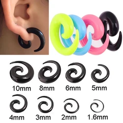 2pc Multicolour Acrylic 1.6mm - 10mm Snail Ear Flesh Plug Spiral Ear Taper Gauge Expander Stretcher Piercing