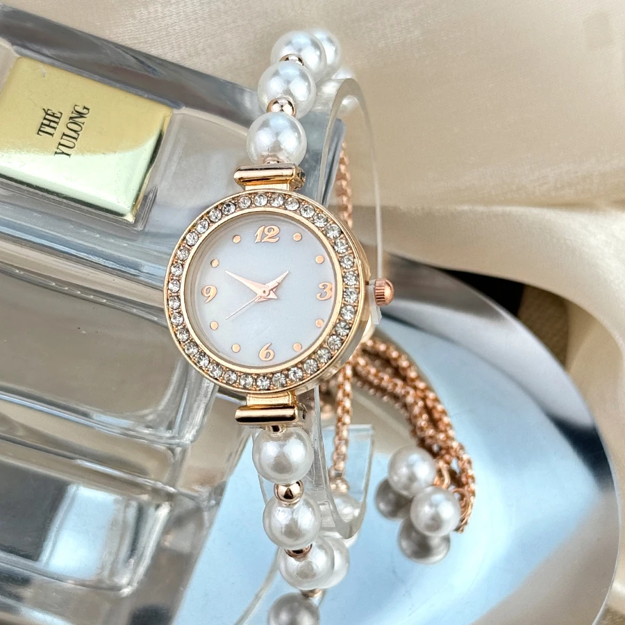 Explosive niche fashion diamond pearl watch female network red rope student watch personality quartz watch