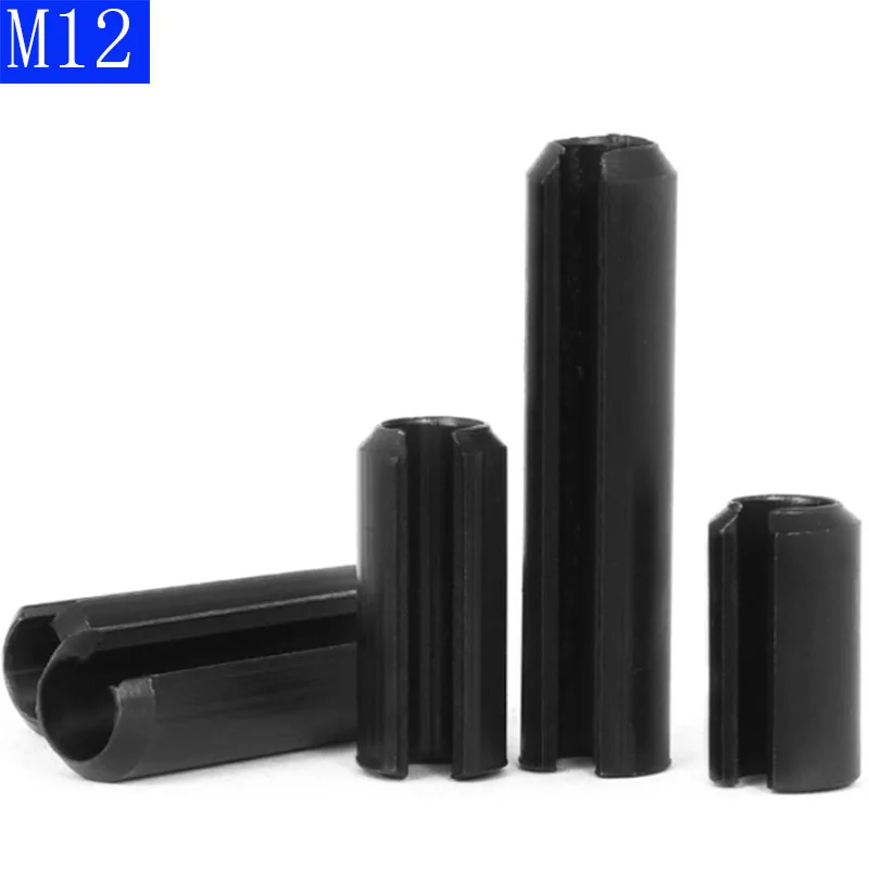 M12 Black Carbon Steel Spring Type Straight Pins Slotted Split Dowel Sellock