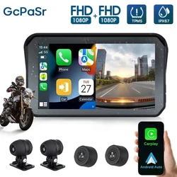 5 inch Motorcycles Navigation GPS DVR Wireless CarPlay Android Auto Portable Smart Display IPX7 Waterproof HD Recording Camera