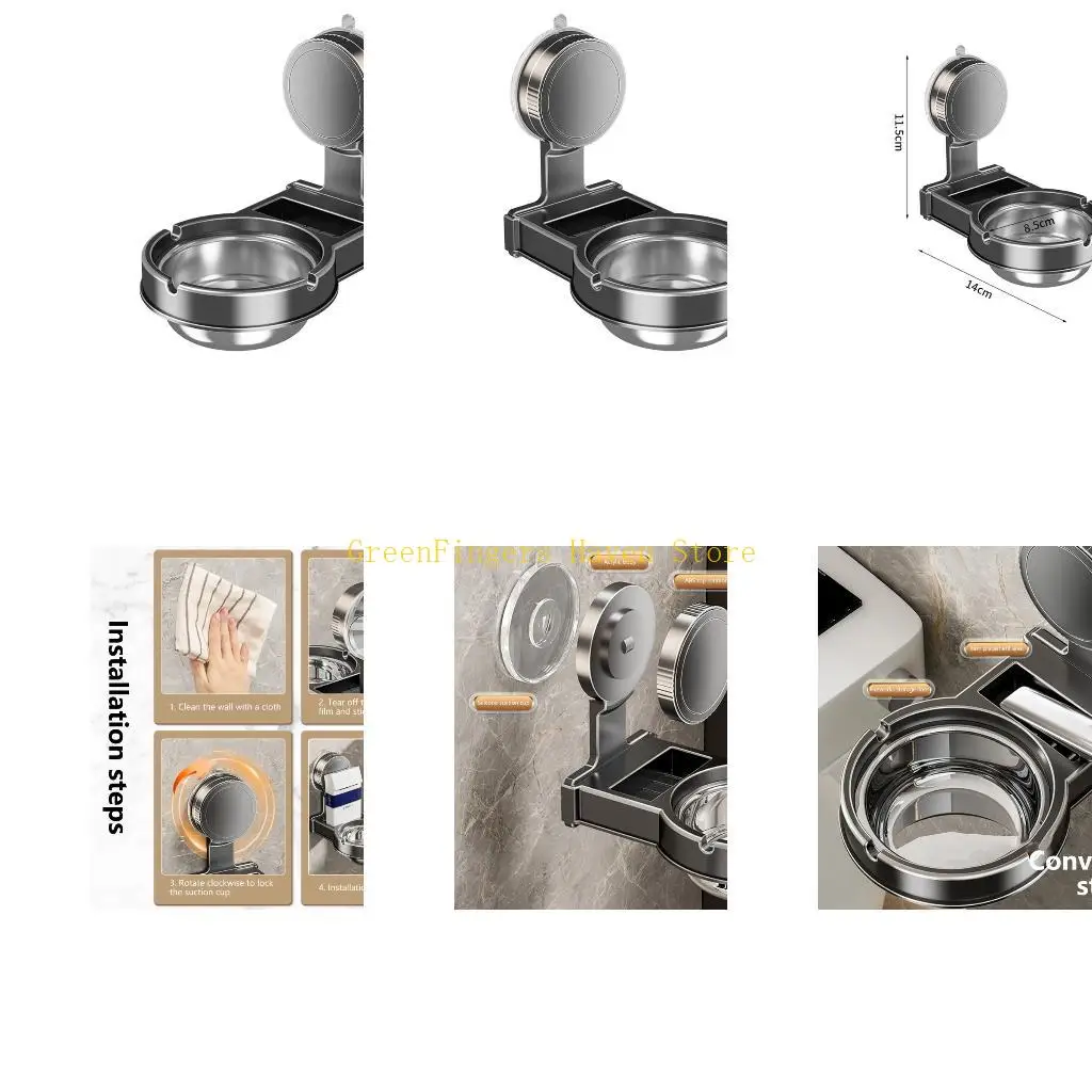 F68D Multipurpose Ashtray Wall Mounted Bathroom Ashtray Carbon Steel Portable Designs Easy Cleaning Toilet Hotel Accessory