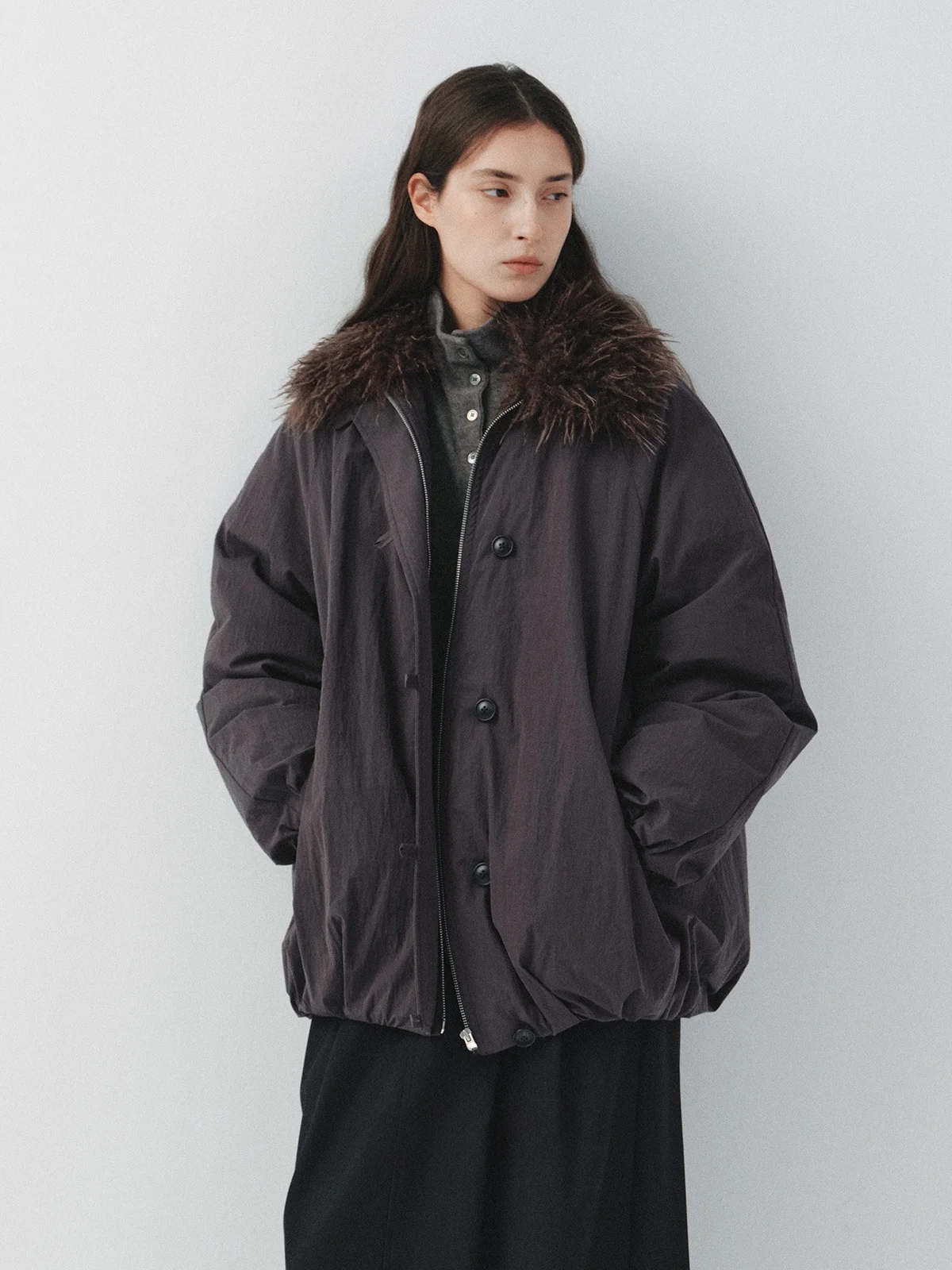 

Куртка GuoE в китайском стиле с микро-пуховым наполнителем, съемным меховым воротником, жатой текстурой, белая, с наполнителем из утиного пуха, теплая, с длинными рукавами, на молнии