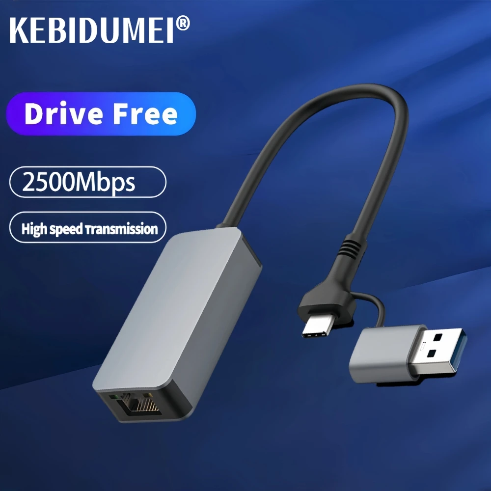 

Ethernet-адаптер 2500 Мбит/с, USB Type-C на RJ45