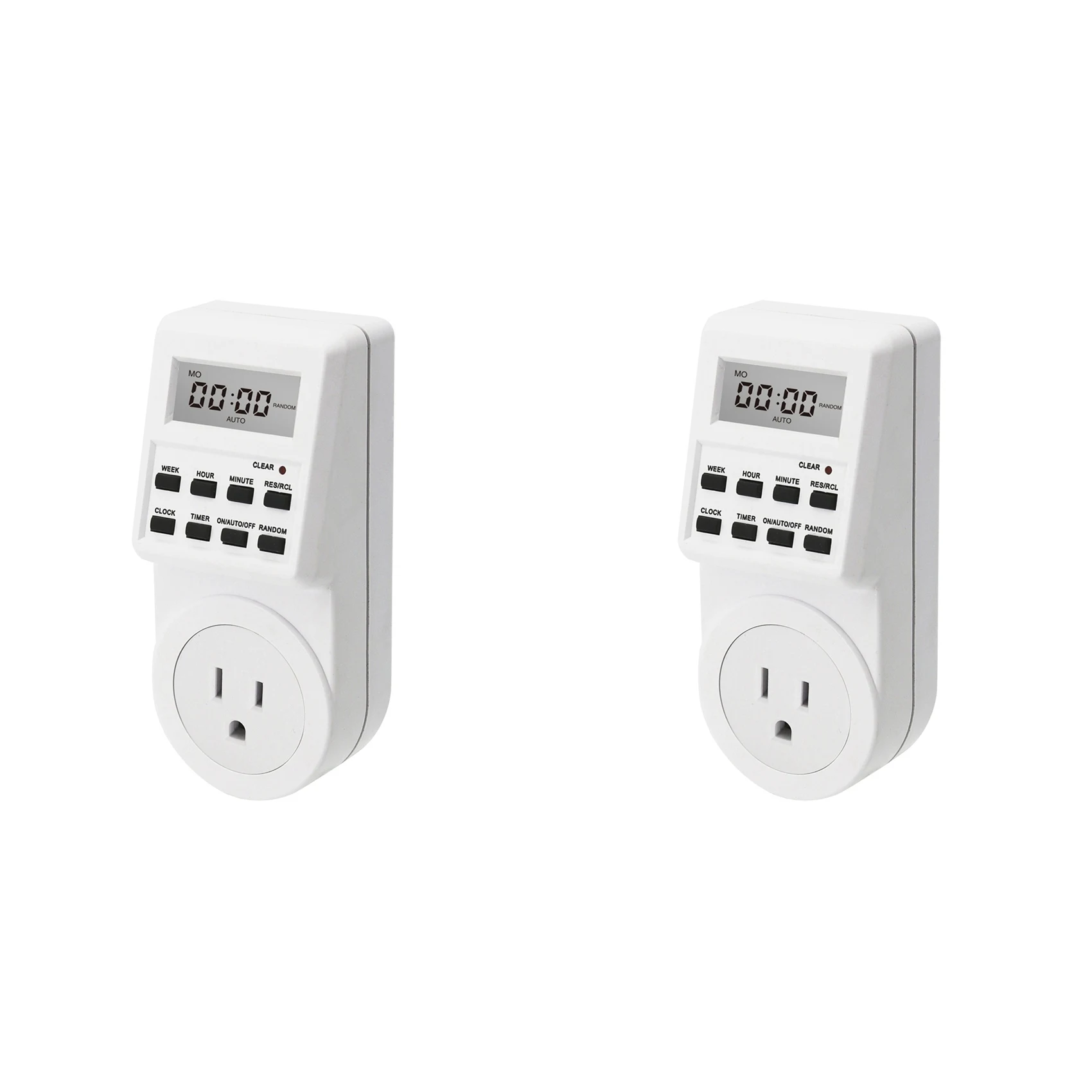 【LAST CHANCE】2X Digital Electronic Timer Switch Socket US Switch Socket 120V-60Hz 24 Hour Programmable Timing Socket US Plug