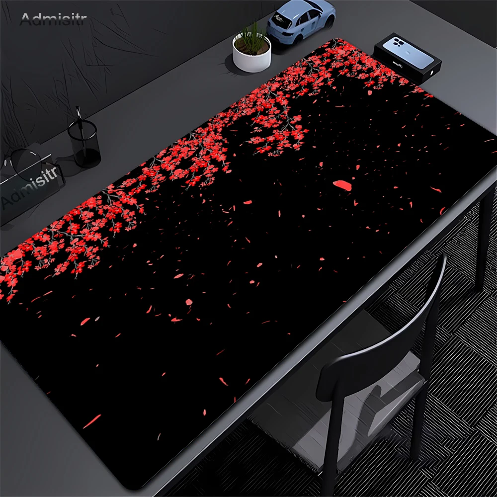 Japanese Style Sakura Mouse Pad Black White XL Gaming Office Mats Large Non-slip Desk Mat Torii Art Rugs Laptop Gamer Table Cush