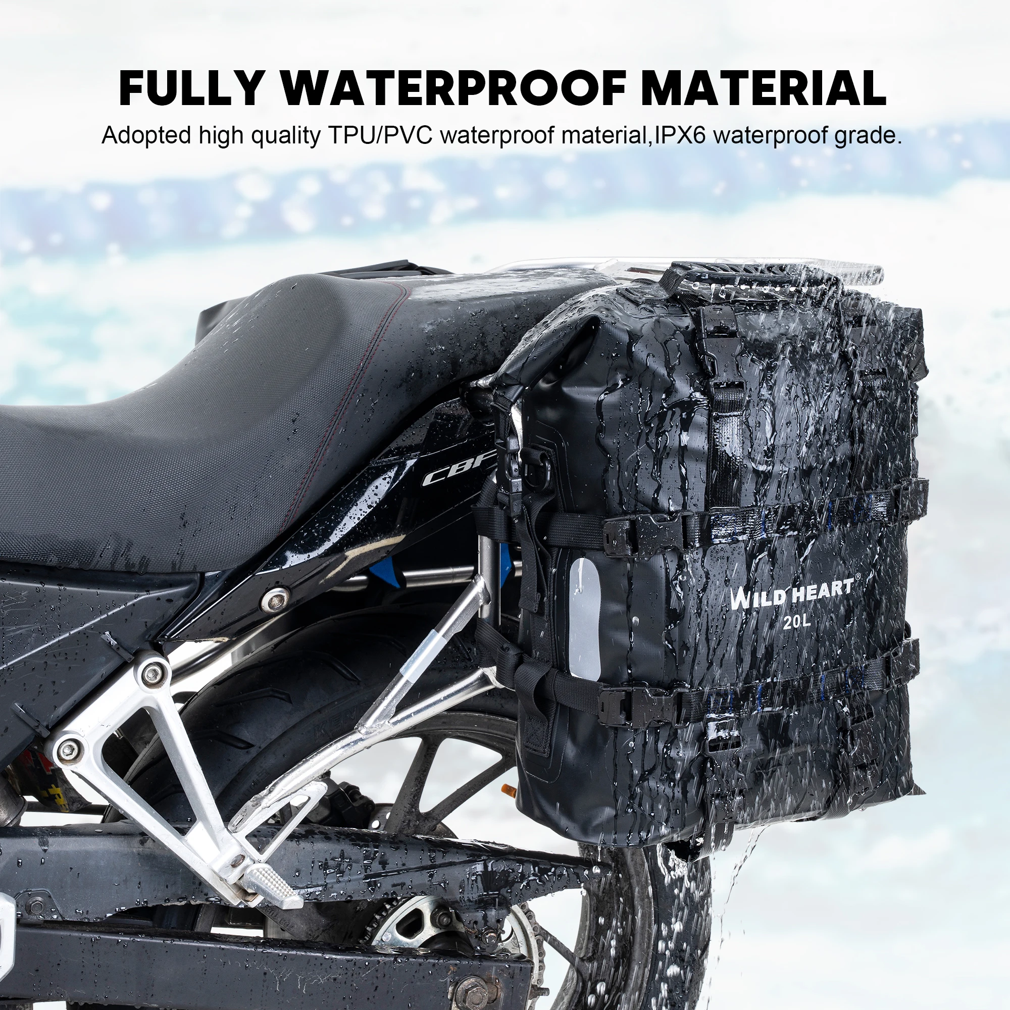 

WILD HEART Motorcycle side bag stainless steel suspension waterproof bag Saddlebags 20Lwaterproof Pianner Bag wear-resistant gen