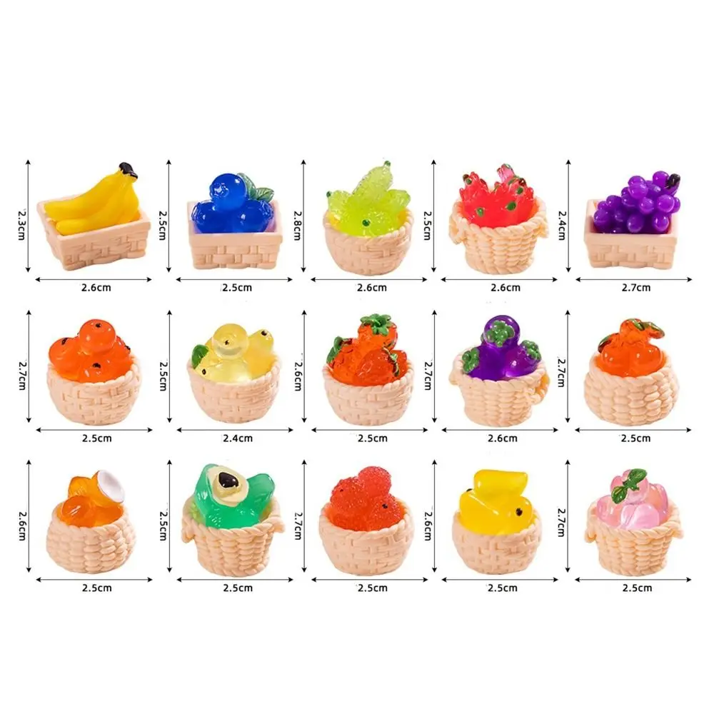 Mini maison de poupée 1/12, 2 pièces, cadre en rotin en résine simulée, tissé à la main, stockage de fruits et légumes, panier en bambou, décoration de poupée