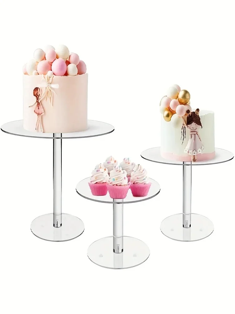 

3pcs Clear Acrylic Cake Display Stand Centerpiece, Party Decoration Dessert Table Decorations, Wedding Party Events Decor