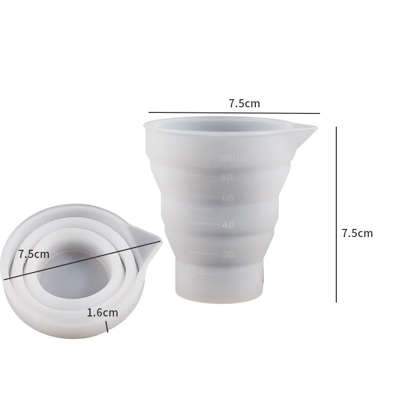 Molde de taza plegable de silicona para dispensador de yeso, contenedor de boca larga para bricolaje, taza medidora de resina epoxi, herramienta de decoración del hogar