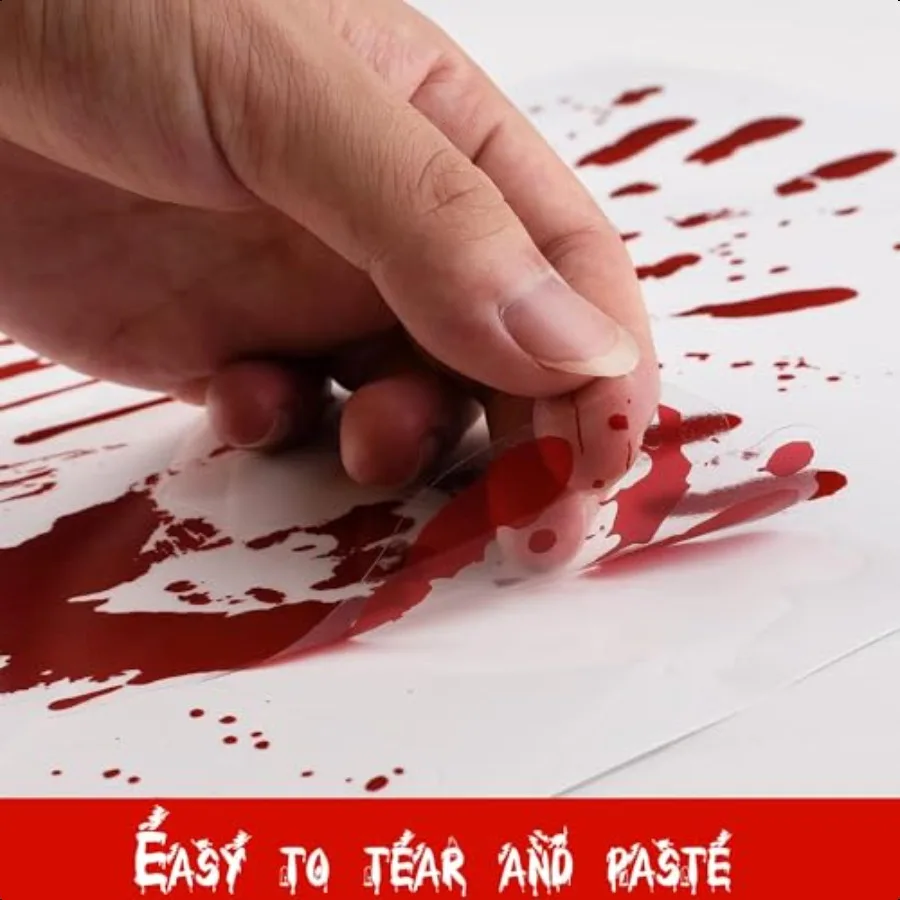 زينة الهالوين 8 ورقة 95 قطعة بصمة الهالوين الدموية بصمة جدار ملصق أرضية يتمسك بصمة الرعب قاعة PVC المنزلية