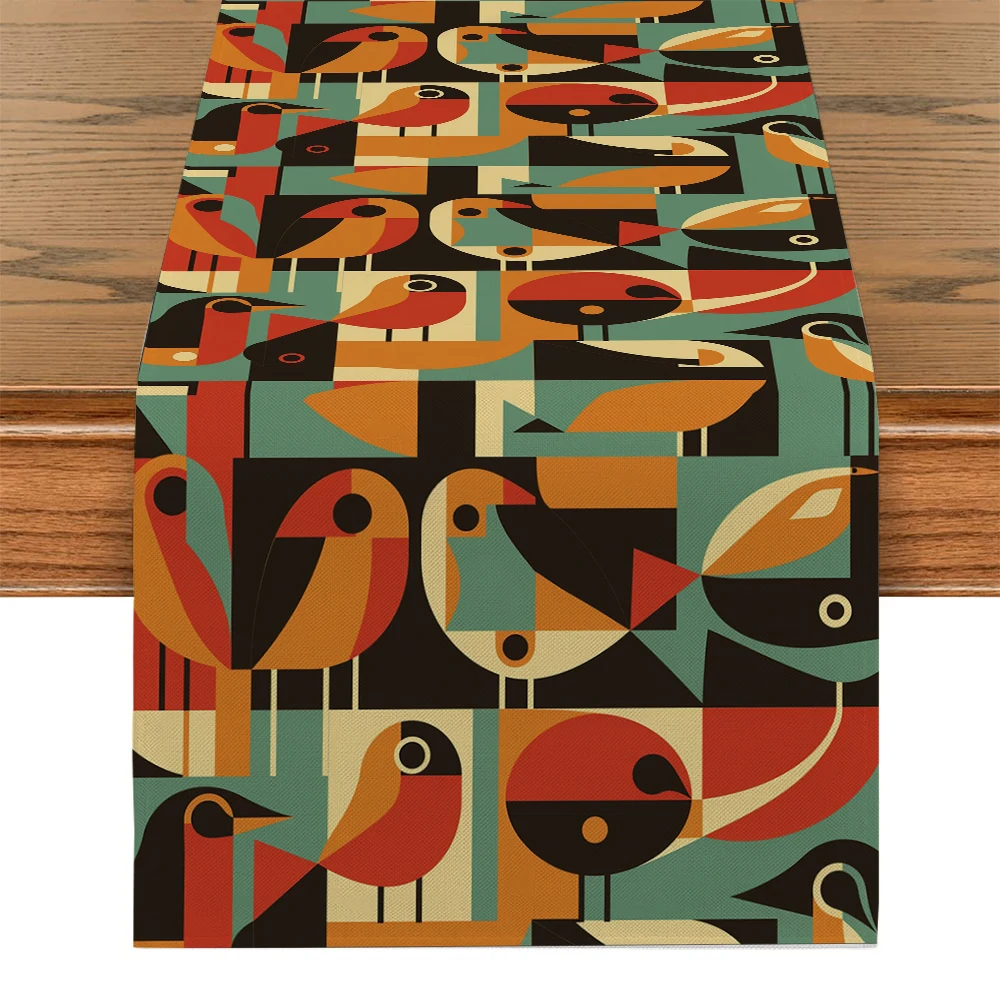 

Geometric Bird Abstraction Table Runners Washable Dresser Dining Coffee Table Runner Wedding Holiday Party Decor