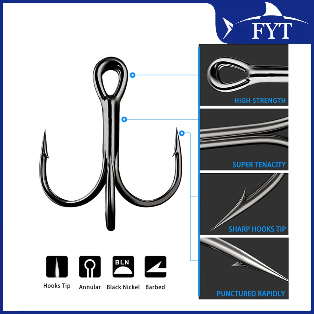 Anzuelos triples acero alto carbono negro para pesca - imagen 3