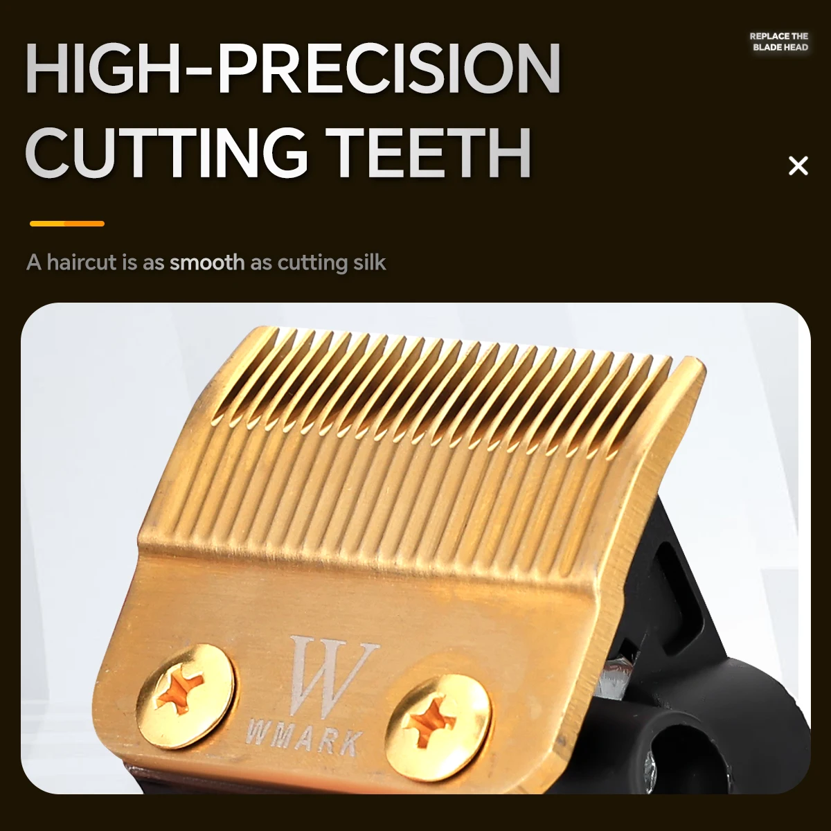 Para cuchillas Wahl Clipper, repuesto profesional, acero rico en carbono con tornillos dorados para un corte suave