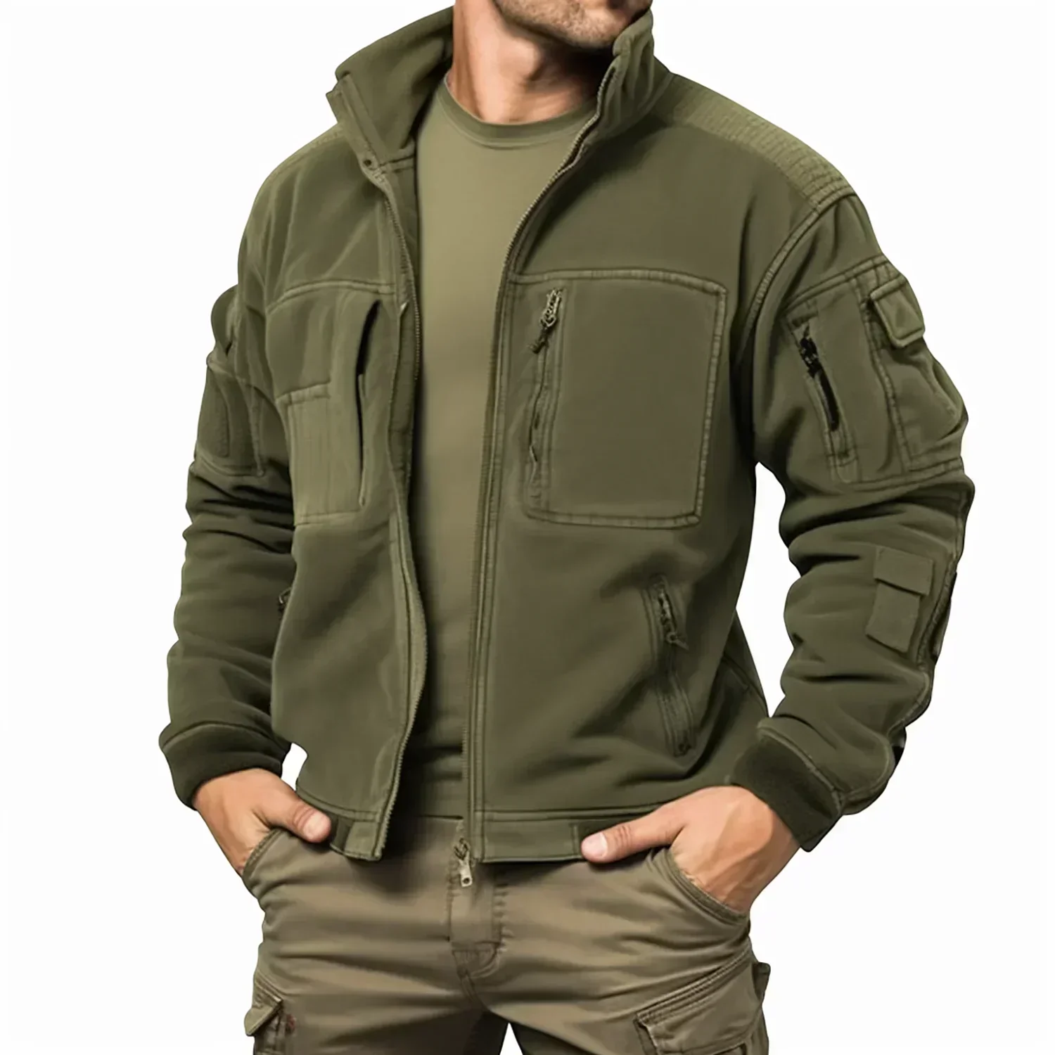 Men\'s Vintage Polar Fleece Military Cargo Jackets