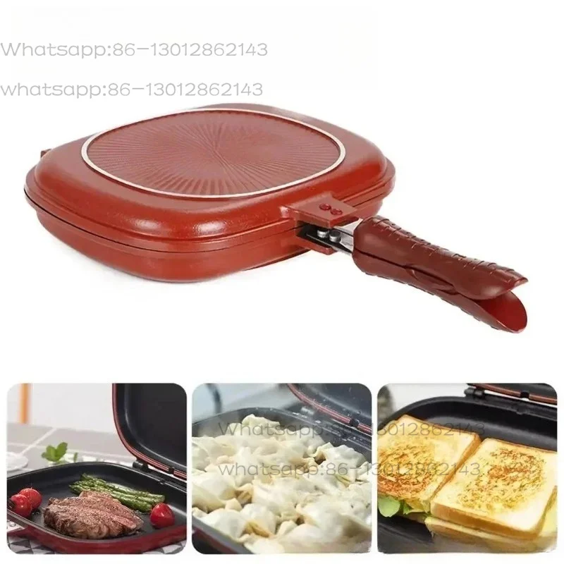 NEW   28/32cm Double Side Grill Fry Pan Cookware Stainless Steel Double Face Pan Steak Fry Pan Kitchen Accessories Cooking Tool