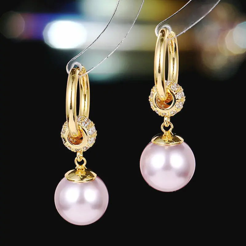 

Vintage Hong Kong Style Niche Design Pearl Elegant Earrings for Women Fashion Exquisite Zircon Long Versatile Ear Jewelry
