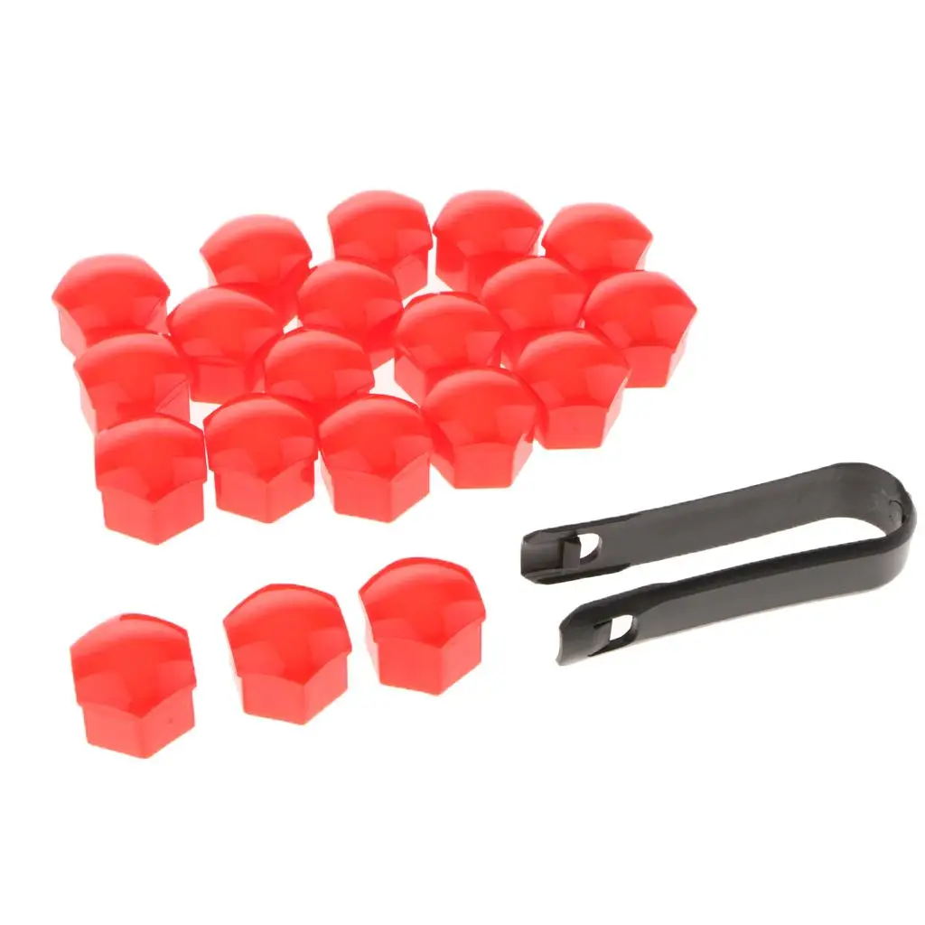 2-4pack 20Pcs Car Truck Wheel Tyre Center Hub Screw 19mm Protect Cap Red