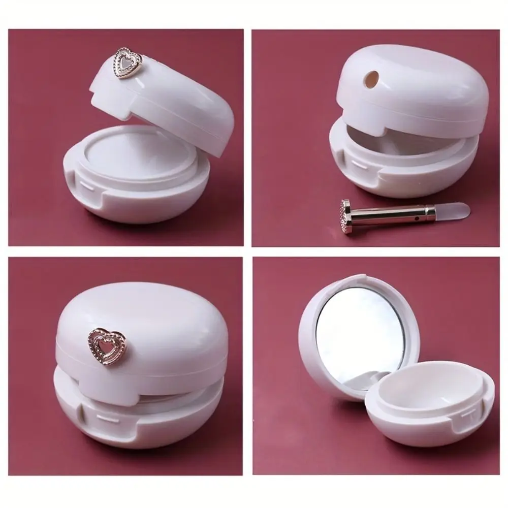 Travel Lip Sleeping Mask Container With Brush Compact Empty Refillable Lip Mask Pot Heart Detail Lip Mask Bottle Lip Mask Case