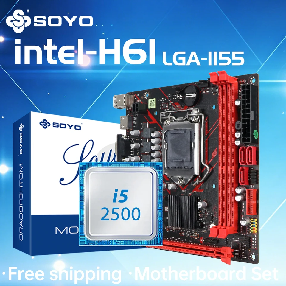 SOYO H61 게이밍 마더보드 키트(인텔 LGA1155 CPU i5 2500 DDR3 메모리 M.2 SATA 데스크탑 컴퓨터 구성품 포함) 썸네일 7