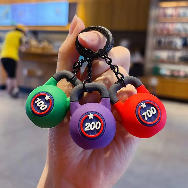 2025 New Barbell Keychain Silicone Dumbbell Keychain Gym Gifts For Gym Lovers Fitness Trainer Gift Backpack Car Key Pendant