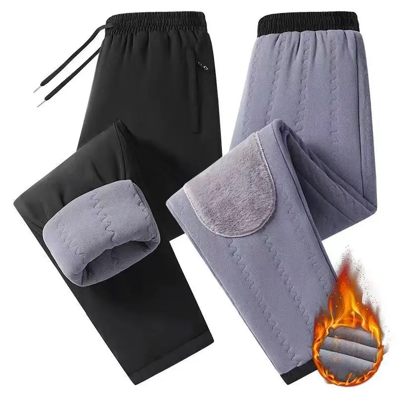 

Men Thick Warm Pants Winter Pants Man Loose Joggers Sportswear Black Grey Casual Drawstring Pants Windproof Pants Cotton Pants
