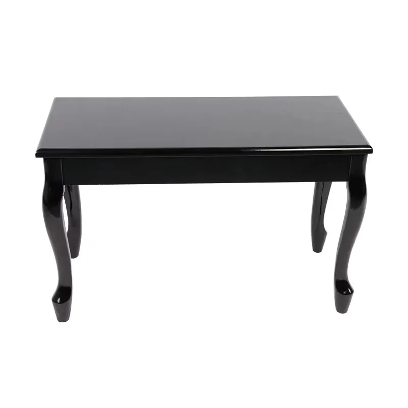 Solid Wood Double Seat Piano Bench With Sheet Music Storage Curved & Right Angle Legs for Electronic Piano