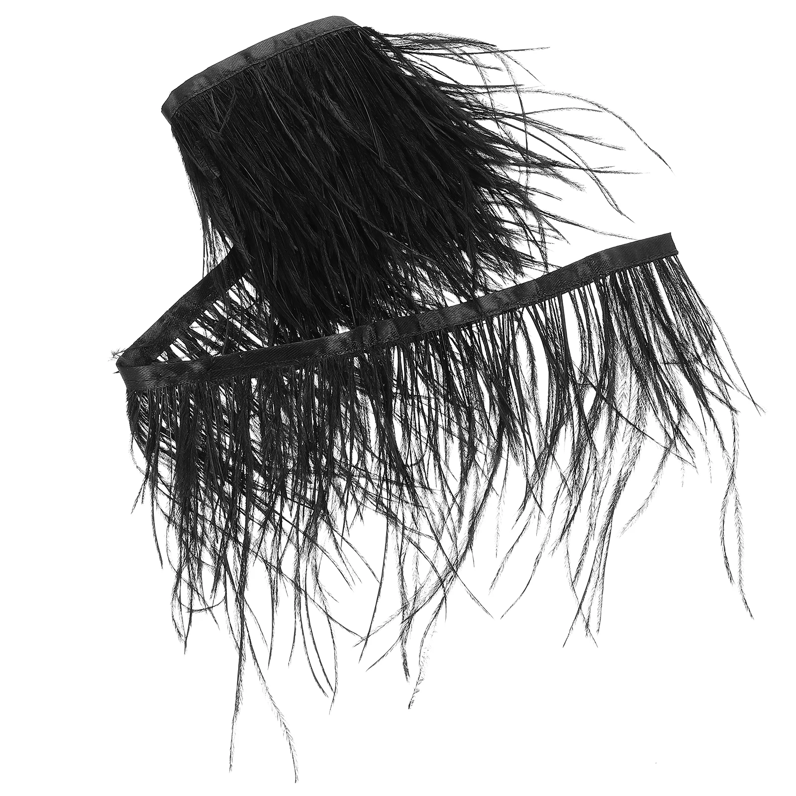

Ostrich Plume Cloth DIY Clothes Accessories Black Wedding Material Ribbon Crafts Wool Belt Plume Dress Sewing Strips