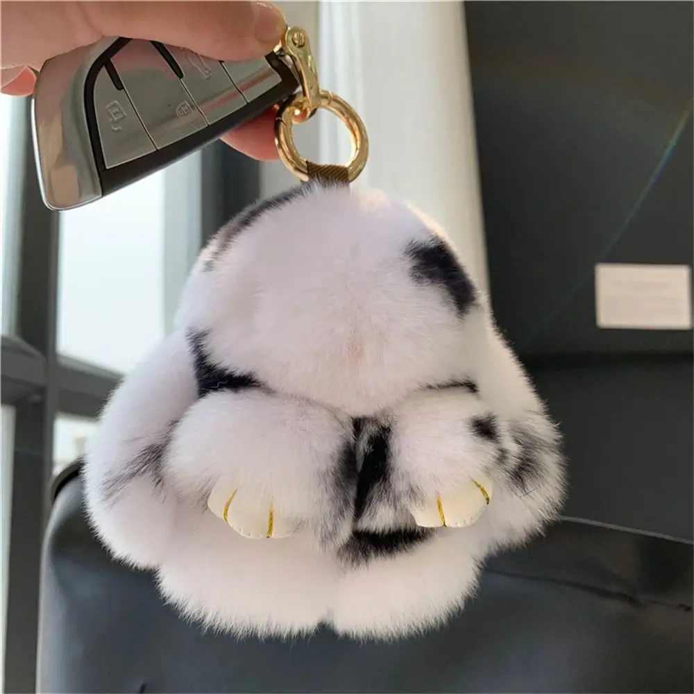 Plush Dolls Rabbit Fur Keychain Bag Charm Alloy Ring Bunny Keychain Schoolbag Pendant Bags Pendant Plush Rabbit Key Ring