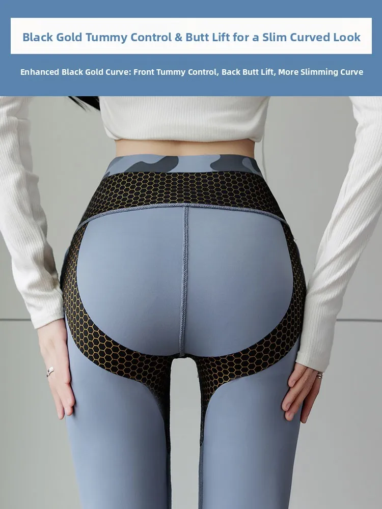 American Sle Camouflage High Waist Damen Yogahose Fitn Tummy Control Butt Lifting Arkskin Hose Double ket