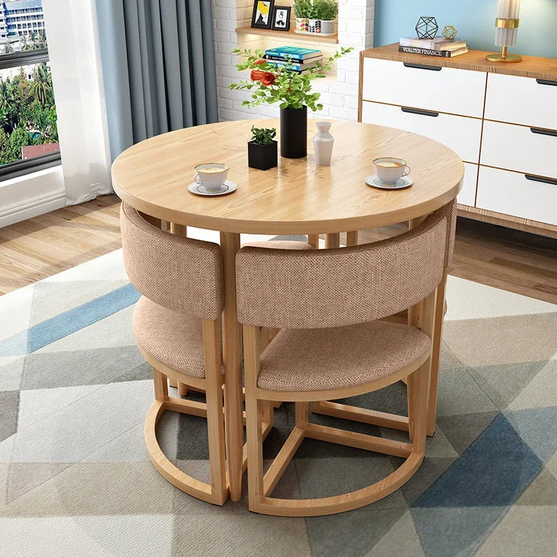 Mobile Dining Tables Set Kitchen 4 Chairs Newclassic Wood Makeup Table Small Apartment Muebles De Cocina Furniture