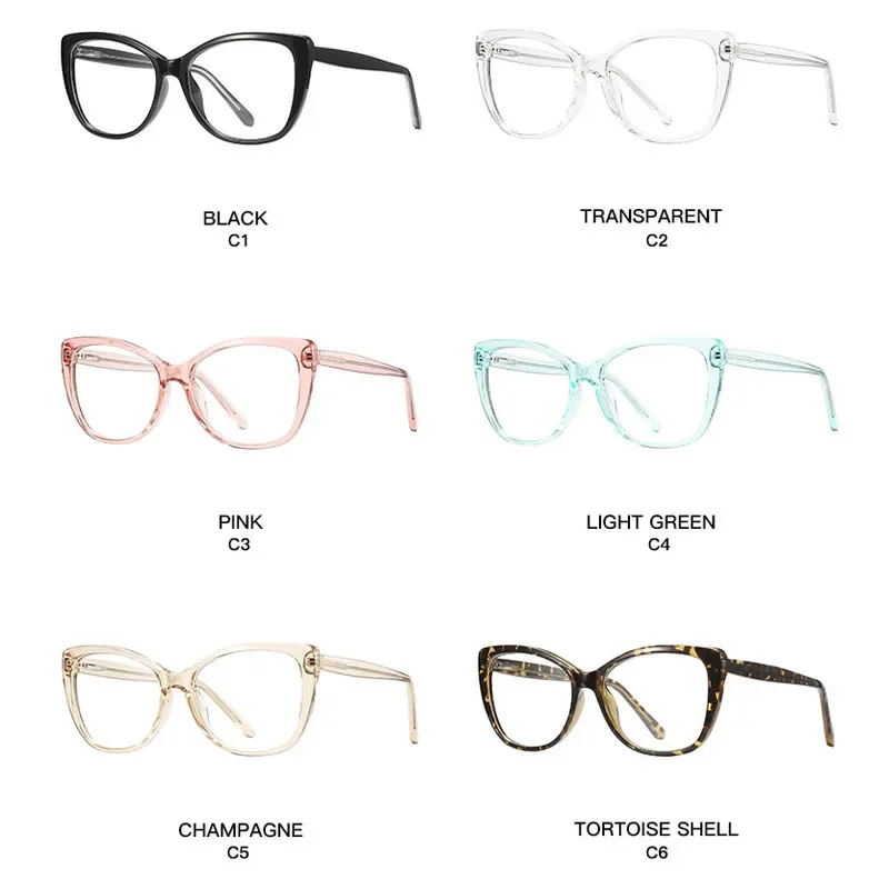 KIZN عين القط قصر النظر النظارات الطبية الربيع المفصلي TR90 النساء مكافحة الضوء الأزرق مخصص النظارات البصرية الإطار -0.50 إلى -10