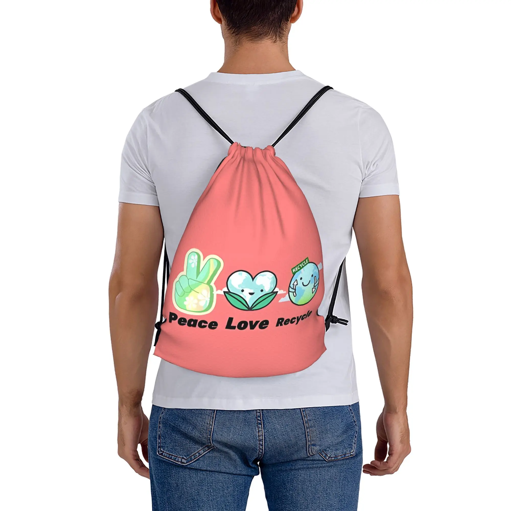 Earth Day Happy Earth Day  Portable Shopping Drawstring Backpack Riding Backpack Gym Shoes Drawstring Bags
