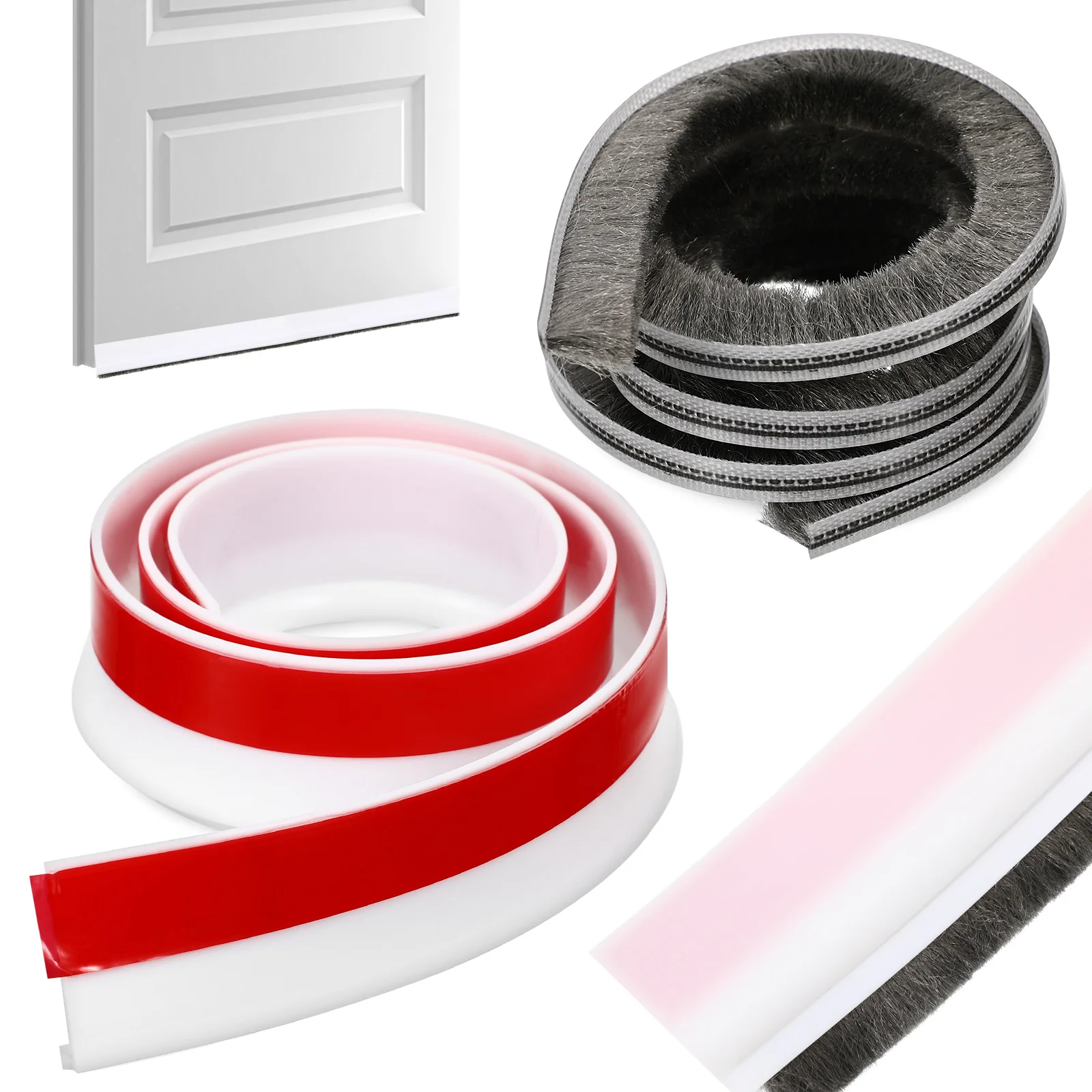 

Sealing Strip TPE 53mm White Door Sweep Draft Stopper Soundproofing Adhesive Insulation Trim for Doors Windows Party DIY