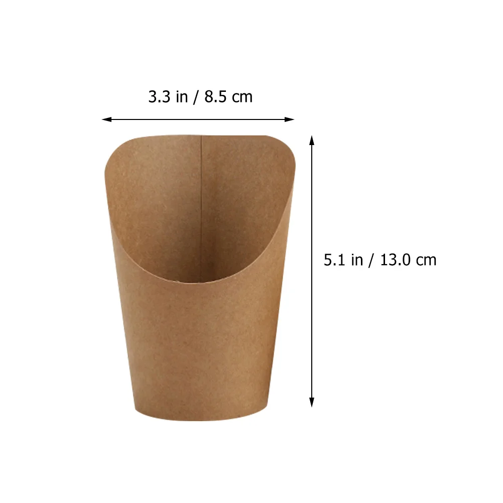 French Fry Cup Holder Sandwich Kraft Paper Fries Packing Bucket Take-out Cones Basket