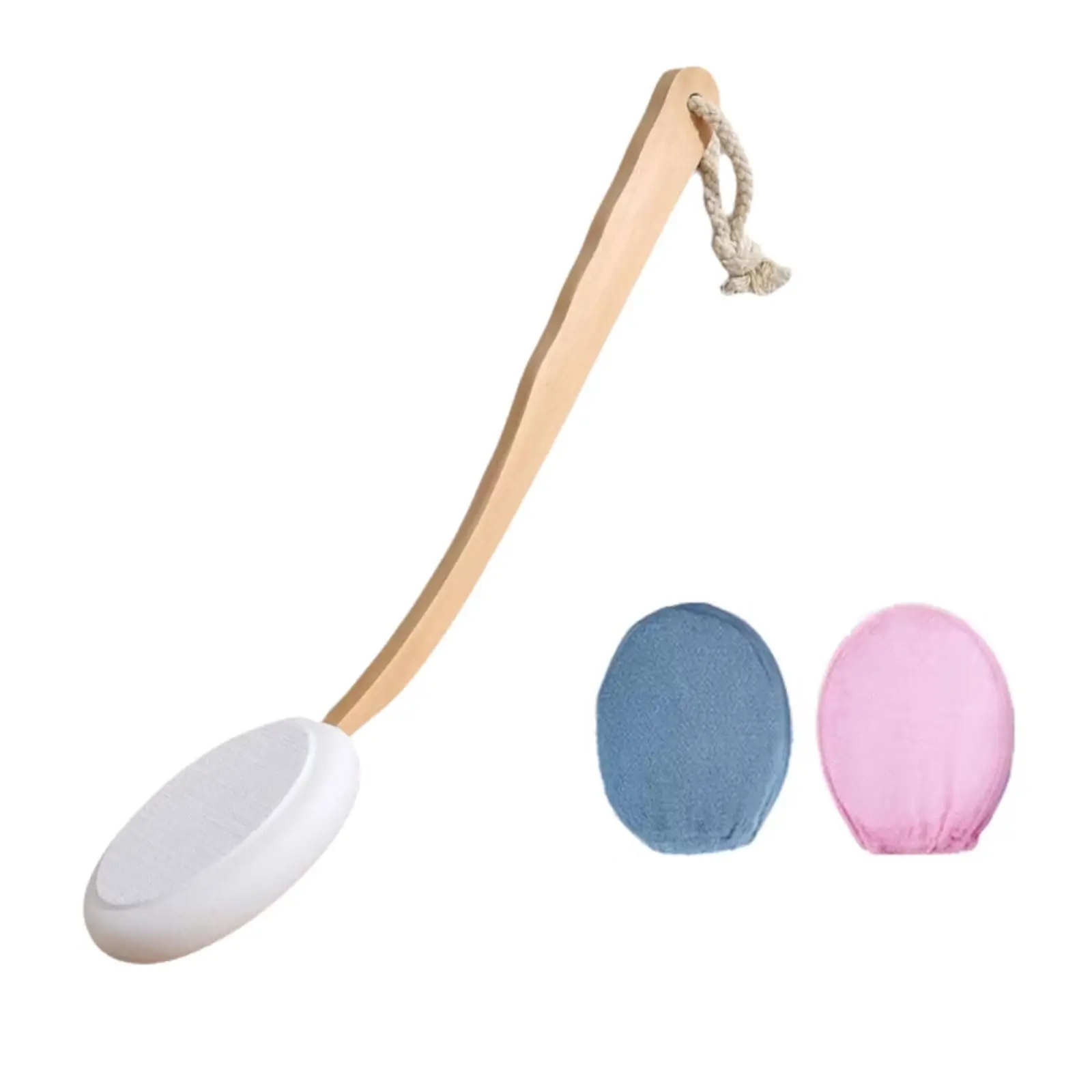 Wood Back Scrubber for Shower Detachable Bath Brush Long Handle Shower Sponge Brush Set for Bath Or Dry Brush