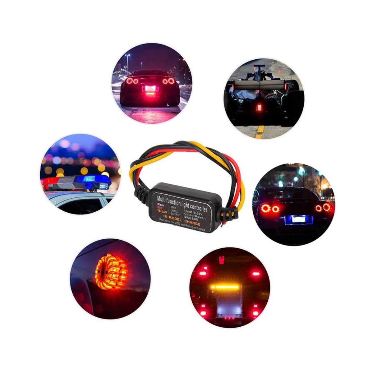 4Pcs 16 Modes Adjustable LED Brake Light Flasher Strobe Controller Universal for Car