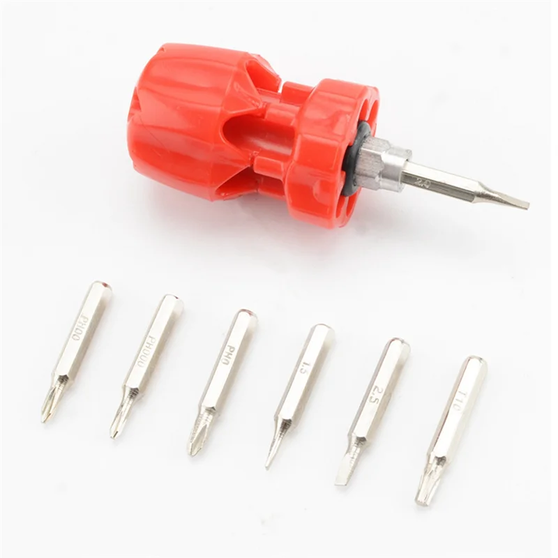 PTST 2Pcs 6-In-1 Multifunctional Screwdriver Set Hand Tools Screwdriver T-Head Multi-Specification Screwdriver Yellow+Red