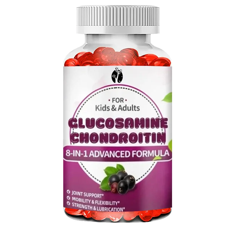 Gomitas de Glucosamina y Condroitina con MSM y Suplementos de Baya del Saúco y Cúrcuma, que Brindan Soporte Antioxidante para la Salud de las Articulaciones
