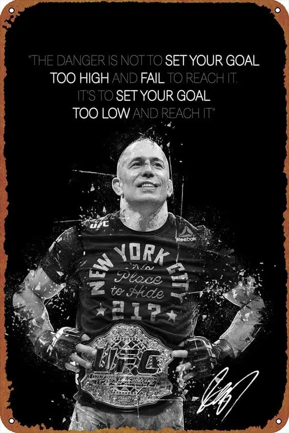 KIVYYB Georges St Pierre Self-Improvement Posters Tin Signs Retro Metal Movie Tins for Bar Pub Home Cafes Wall Decor, 8X12 Inch