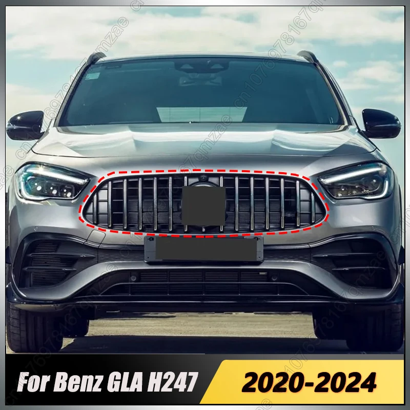 Car Front Bumper GT Style Racing Grilles For Mercedes Benz GLA Class Sport H247 GLA 200 250 2020-2024 Kidney Grills Tuning Kits