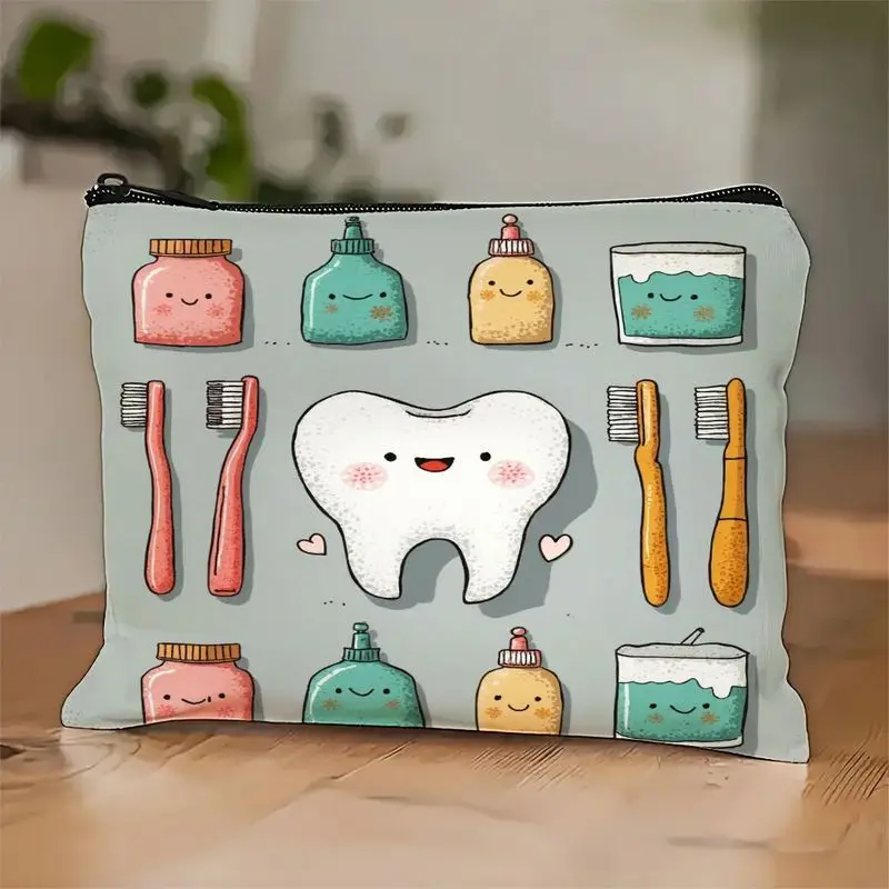 Un joli sac à cosmétiques dentaires – jolie pochette multifonctionnelle à fermeture éclair pour femmes, sac de rangement de bijoux