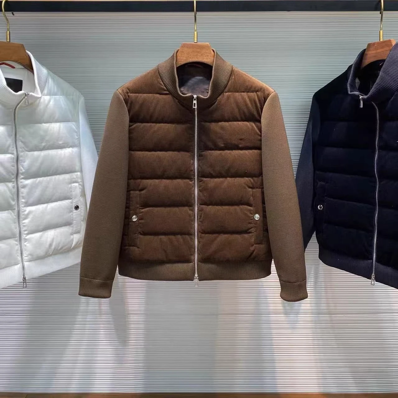 Italian LP old money style men's corduroy splicing down jacket