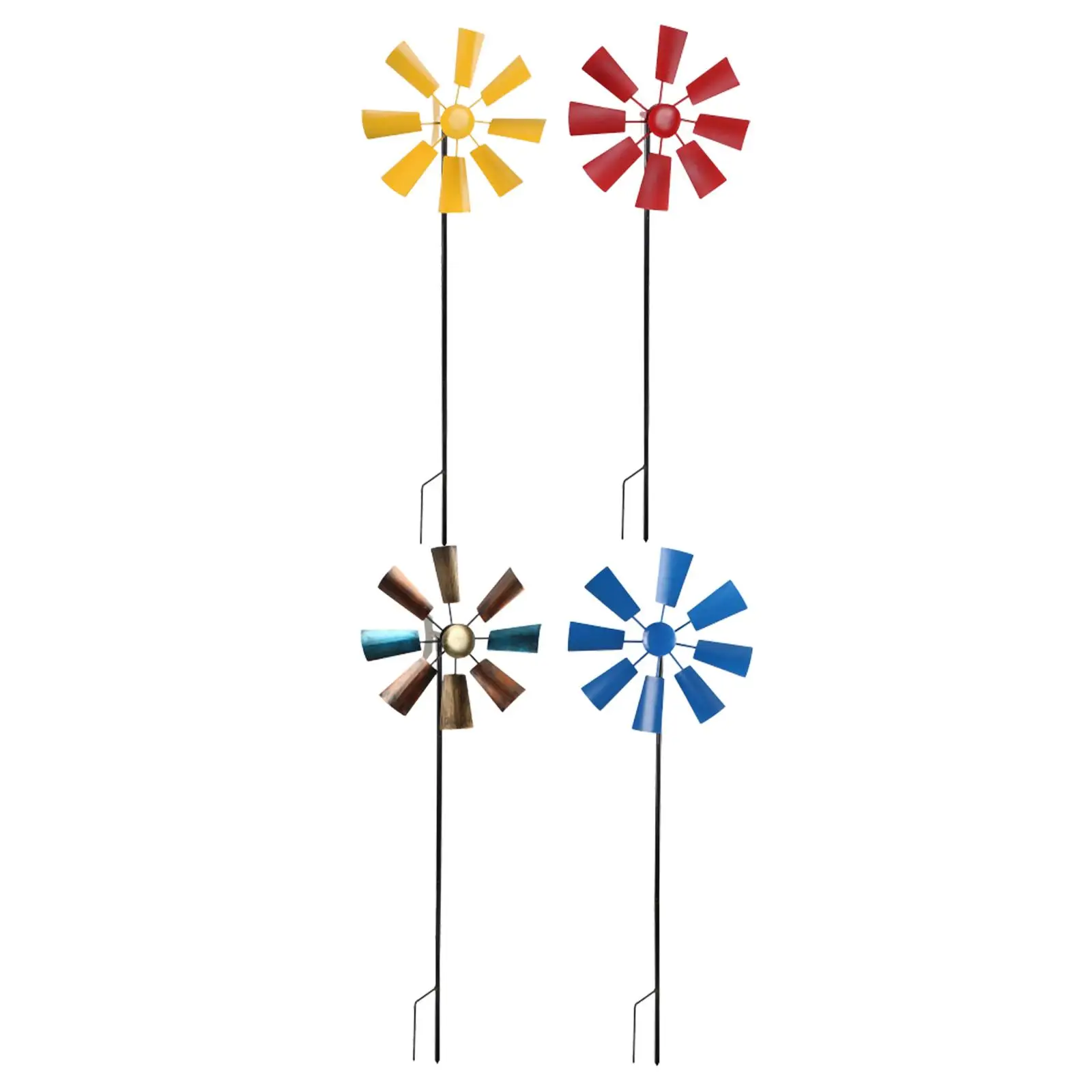 Lawn Pinwheels Wind Toys with Metal Garden Stake Iron Decorative Wind Mill Metal