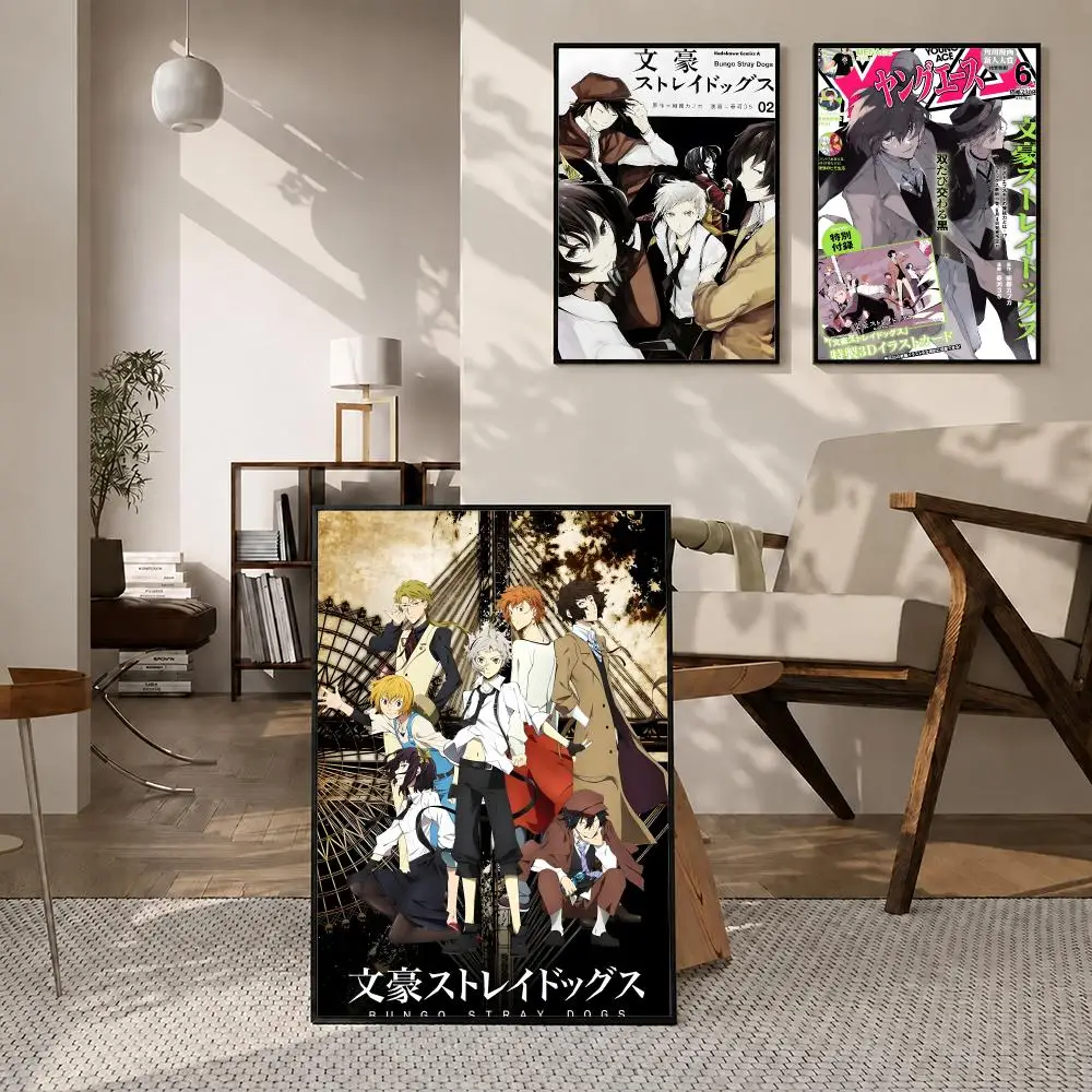 Anime Bungo Stray Dogs Poster Poster Room Wall Art Decor Waterproof Stickers For Home Bar Bedroom Decoration