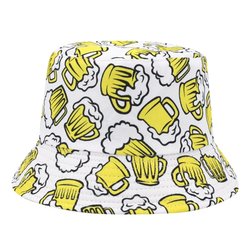 Beer Print Bucket Hat Festival Party Decorate Fisherman Hat Women Men Summer Outdoor Sun Protection Panama Reversible Sun Gorras view 4