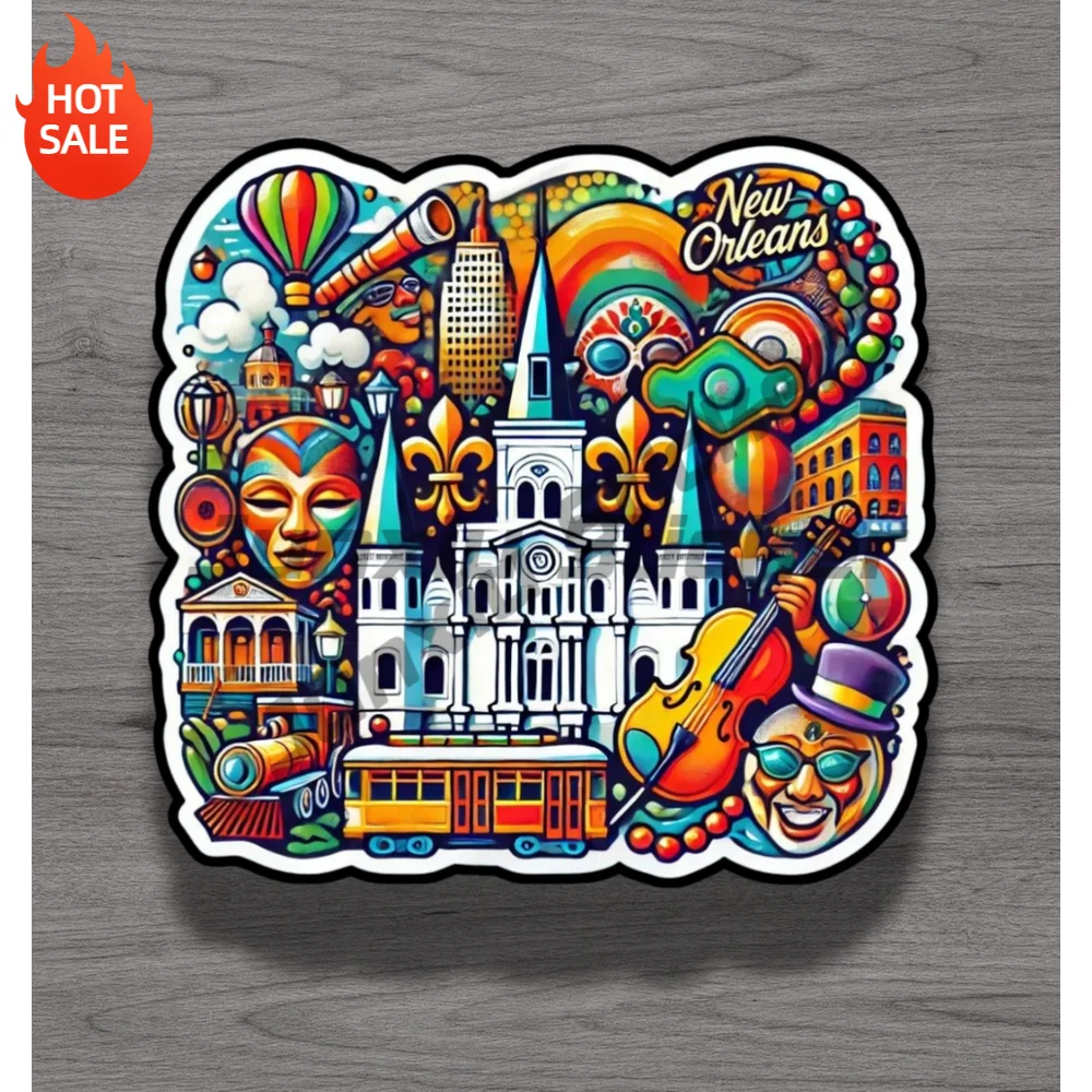 New Orleans Louisiana Travel Souvenir Vinyl Sticker For Laptop And Suitcase Self Adhesive Decal