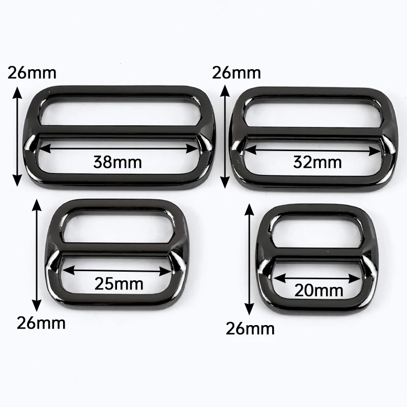 Hebillas de correa de Metal de 5-20 piezas, 20/25/32/38mm, ajuste rectangular, hebilla Tri-Glide, mosquetón para bolsos, deslizadores, gancho de anillo, accesorios DIY
