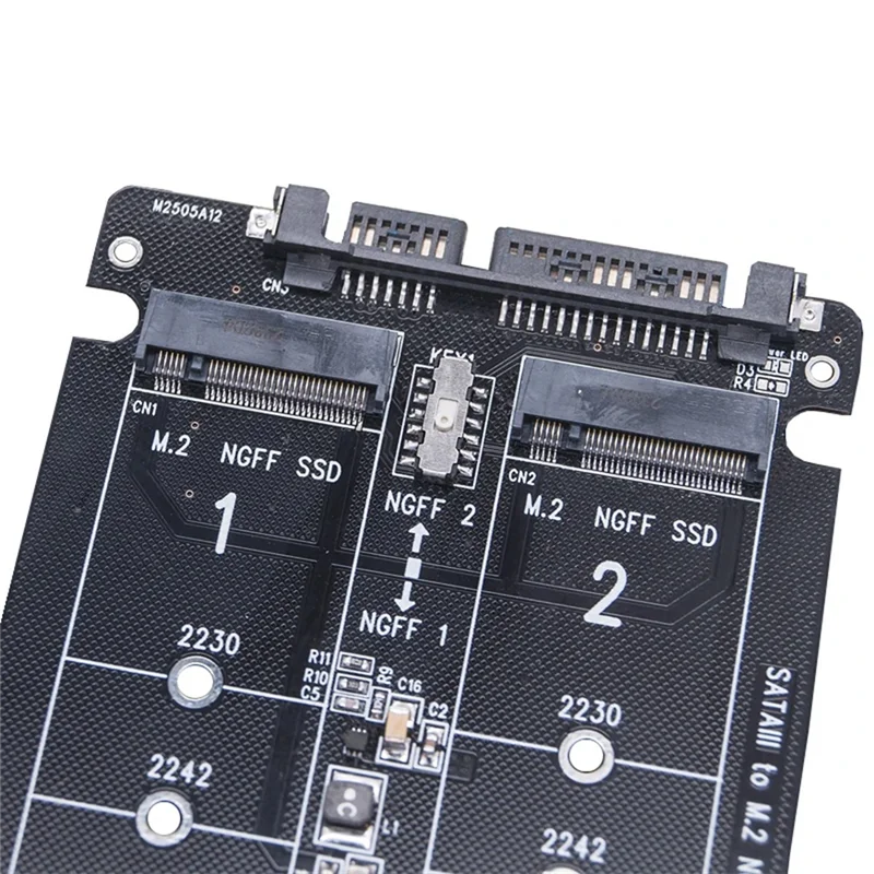 New!!Dual NGFF To SATA Adapter 2 Port M.2 SATA SSD B Key To SATA3.0 6Gbps Converter For 2230 2242 2260 2280 M2 SSD For PC