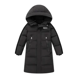 New 4-14 Years Boy Winter Down Jackets Children Warm Thicken Clothing Hooded Long Parka Coat Kids Outerwear Teen Snow Snowsuit