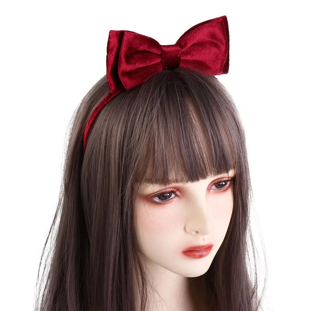 Korean Velvet Double Layer Bow Hair Band Children Simple All-match Hair Hoop Cute Headband Sweet Decoration